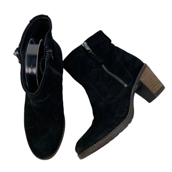 *Taos Standout Black Suede Leather Boots Womens US 5.5 Reptile Embossed - Picture 2 of 12